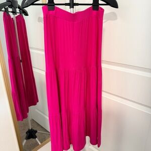 Pink Women's Tiered Maxi Skirt